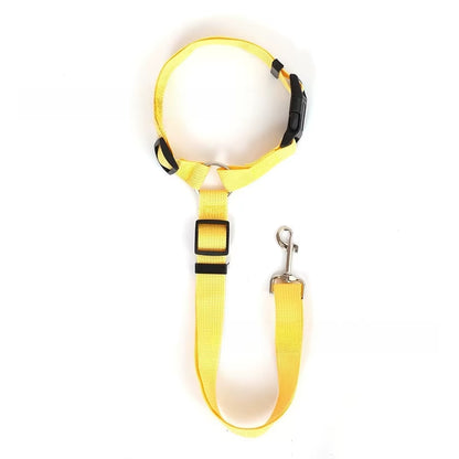 Adjustable Two-In-One Pet Car Seat Belt & Leash - Nylon Lead Harness for Dogs - Pet Safety Belt & Walking Collar