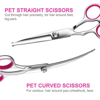 Premium Titanium Coated Dog Grooming Scissors – Professional Kit with Safety Round Tips