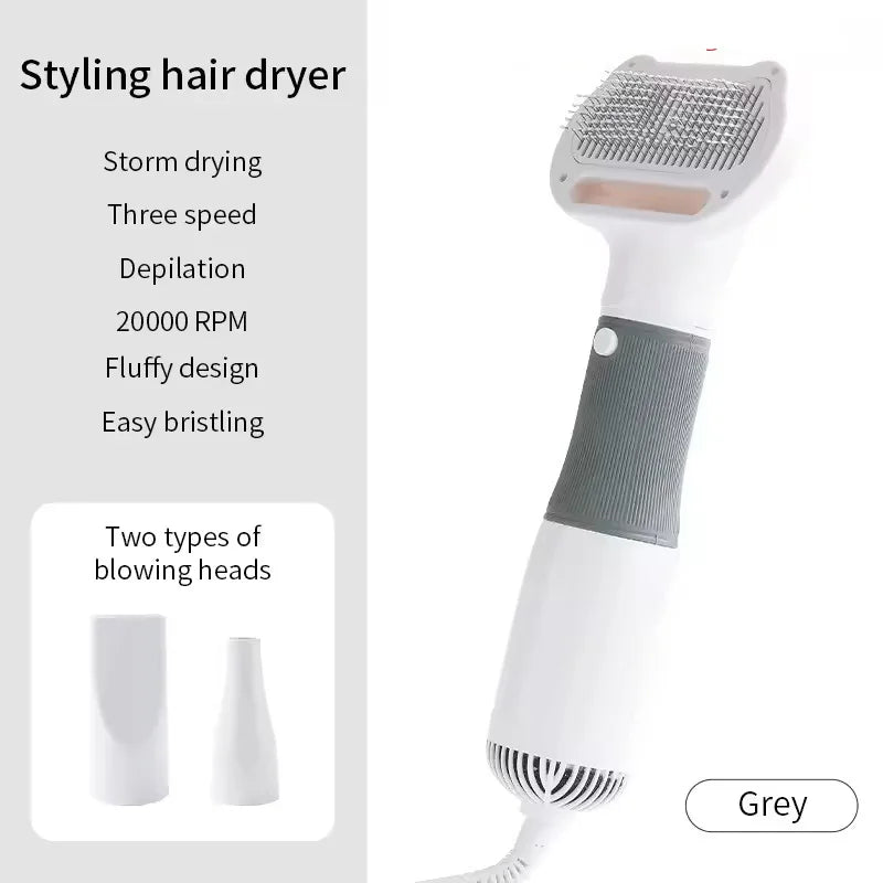 3-in-1 Pet Hair Dryer Slicker Brush for Dogs & Cats – Quiet, Portable, Adjustable Temperature with Overheat Protection