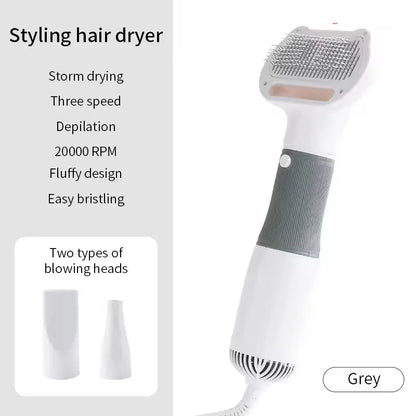 3-in-1 Pet Hair Dryer Slicker Brush for Dogs & Cats – Quiet, Portable, Adjustable Temperature with Overheat Protection