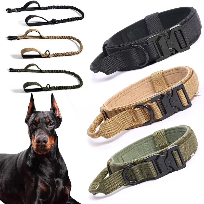 Military Dog Collar – Durable Nylon with Quick Release Buckle and Training Handle