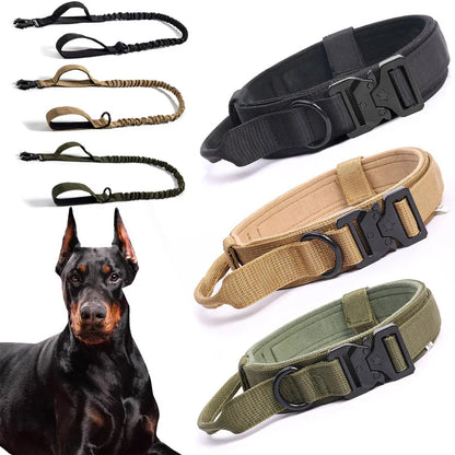 Military Dog Collar – Durable Nylon with Quick Release Buckle and Training Handle