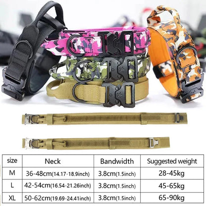 Military Dog Collar – Durable Nylon with Quick Release Buckle and Training Handle