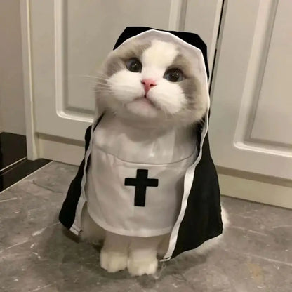 Pet Dog Nun Costume for Halloween – Cute Cosplay Outfit for Small to Medium Dogs & Cats