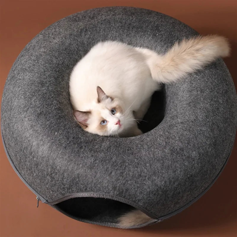 Donut Cat Bed – Interactive Pet Cat Tunnel & Toy for Cats and Kittens