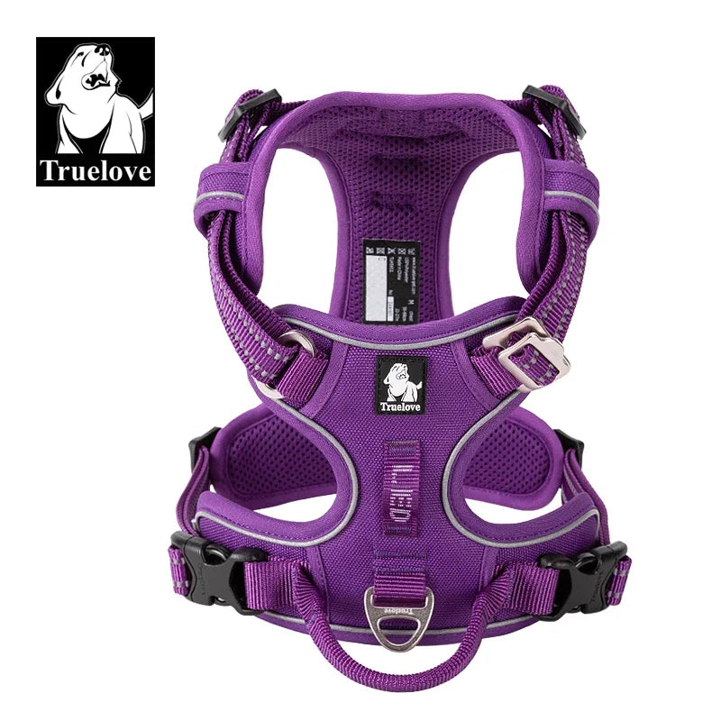 Truelove Reflective Nylon Dog Harness | No Pull, Adjustable Vest for Medium & Large Dogs | Comfortable & Safe Walking