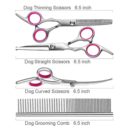 Premium Titanium Coated Dog Grooming Scissors – Professional Kit with Safety Round Tips
