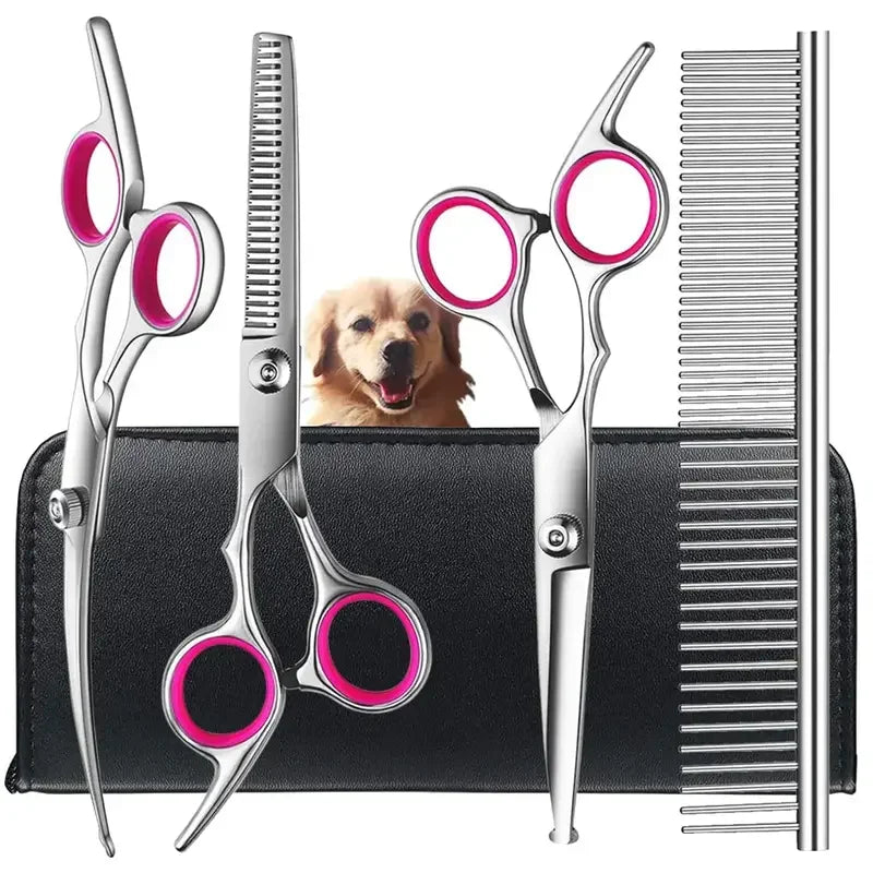 Premium Titanium Coated Dog Grooming Scissors – Professional Kit with Safety Round Tips