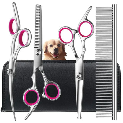 Premium Titanium Coated Dog Grooming Scissors – Professional Kit with Safety Round Tips