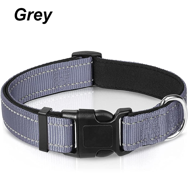 Reflective Dog Collar for Medium & Large Dogs – Adjustable, Soft Neoprene Padded Nylon, Sturdy & Comfortable