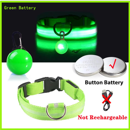 USB Charging Glowing Dog Collar with Pendant – Luminous LED Light Dog Collar for Safety – Available in XS-XXL