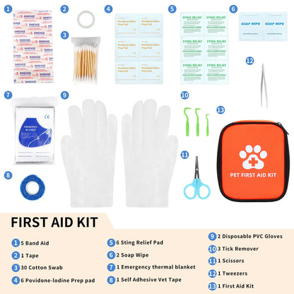 Compact Pet First Aid Kit – Medical Pack with Bandages, Dressings & Tools for Outdoor Adventures