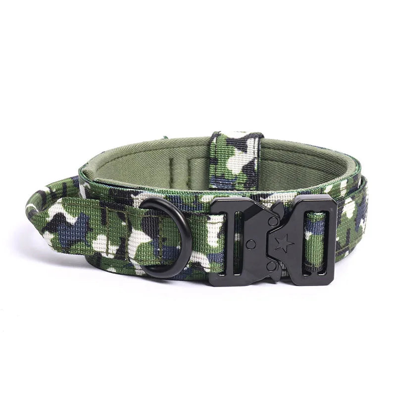 Military Dog Collar – Durable Nylon with Quick Release Buckle and Training Handle