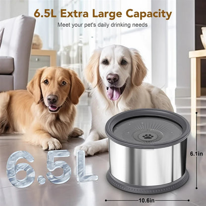 ABRN 6.5L Dog Water Bowl – 1.6 Gallon Spill-Proof Stainless Steel Feeder