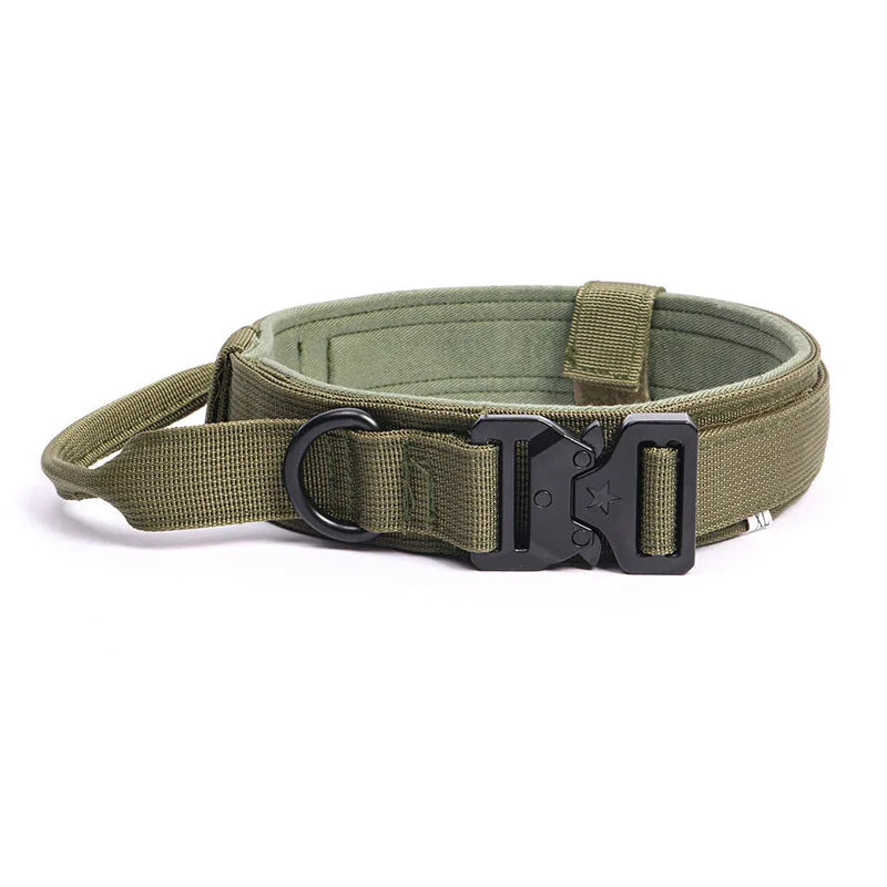 Military Dog Collar – Durable Nylon with Quick Release Buckle and Training Handle