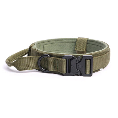 Military Dog Collar – Durable Nylon with Quick Release Buckle and Training Handle