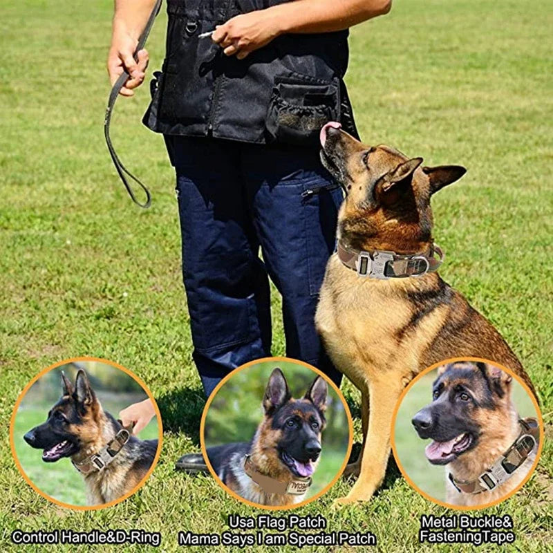Tactical Dog Collar & Leash Set – Adjustable Military Collar for Medium to Large Dogs