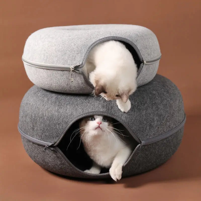 Donut Cat Bed – Interactive Pet Cat Tunnel & Toy for Cats and Kittens