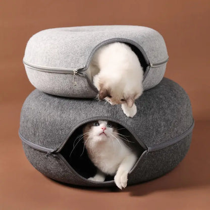 Donut Cat Bed – Interactive Pet Cat Tunnel & Toy for Cats and Kittens