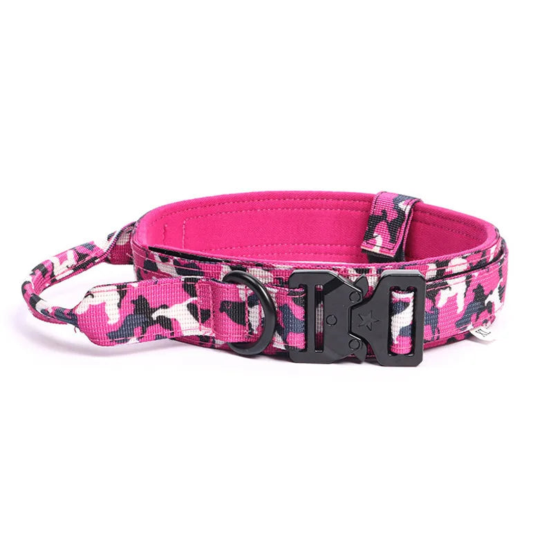 Military Dog Collar – Durable Nylon with Quick Release Buckle and Training Handle