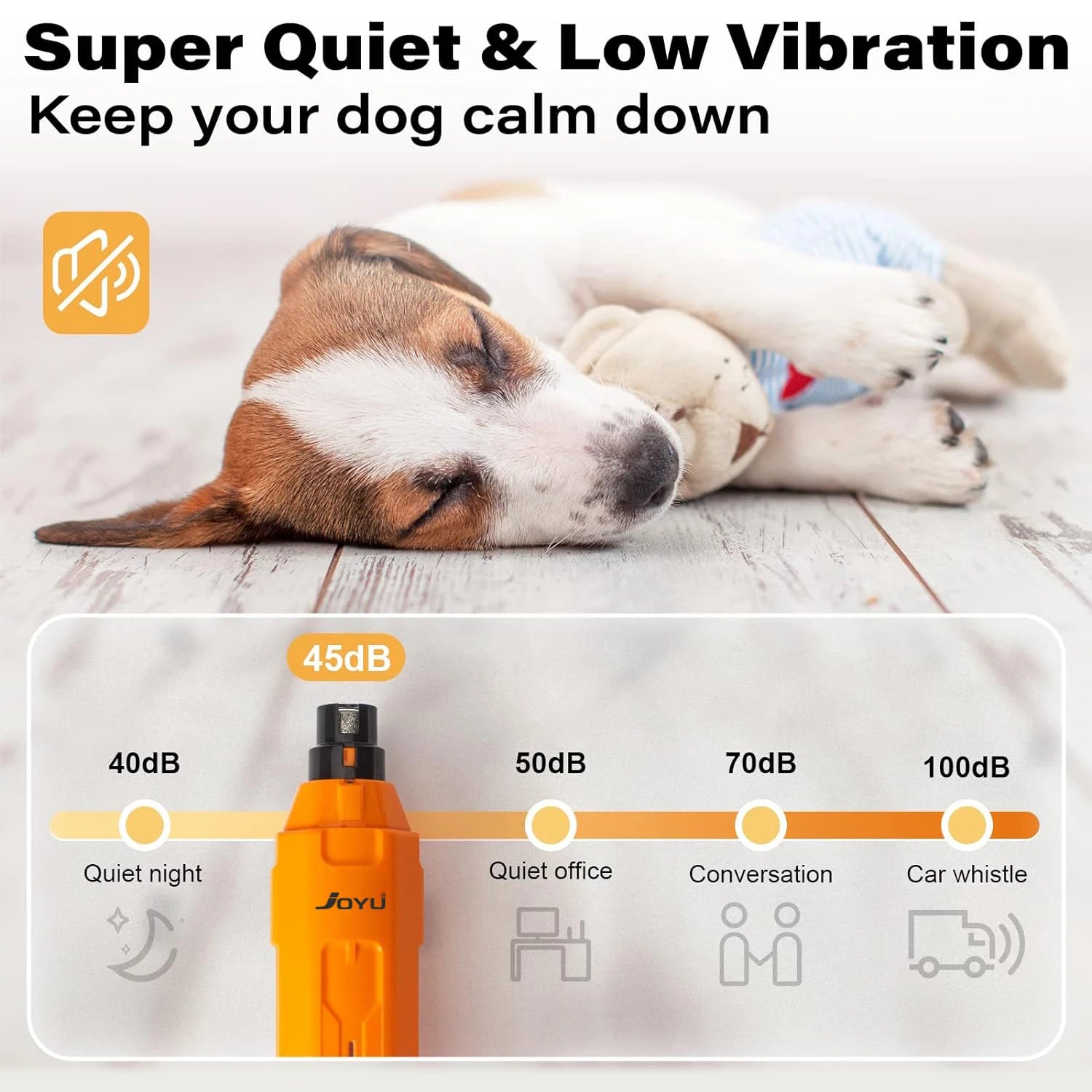 6-Speed Rechargeable Dog Nail Grinder – Quiet & Safe Electric Pet Nail Trimmer for Painless Grooming