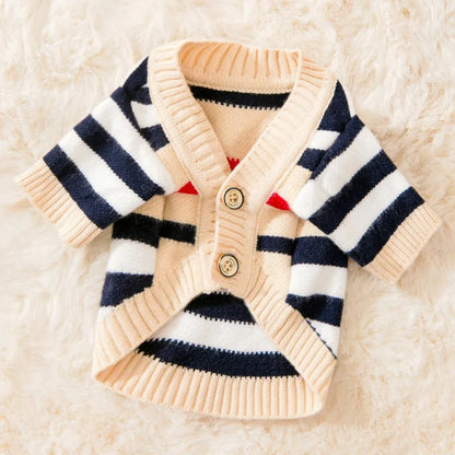 Knitted Winter Sweater for Dogs & Cats – Striped Cardigan for Small Pets