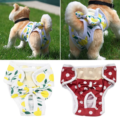 S-XL Washable Dog Diapers for Female Dogs – Reusable Physiological Panties for Puppies & Dogs in Heat | Soft Polyester Underwear