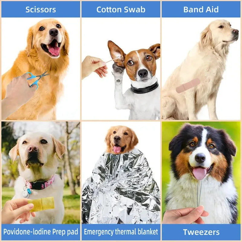 Compact Pet First Aid Kit – Medical Pack with Bandages, Dressings & Tools for Outdoor Adventures