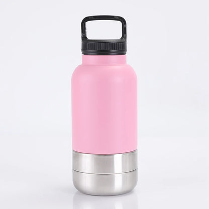 32 Oz Portable Stainless Steel Pet Feeder – 3-In-1 Travel Bowl & Insulated Water Bottle for Dogs