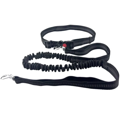 Hand-Free Dog Leash for Walking, Running, Jogging – Adjustable Waist Belt & Chest Strap – Traction Rope for Pet Walking