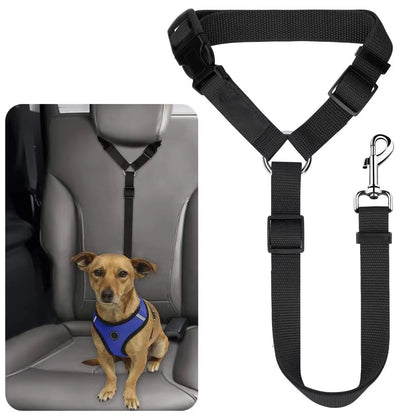 Adjustable Two-In-One Pet Car Seat Belt & Leash - Nylon Lead Harness for Dogs - Pet Safety Belt & Walking Collar