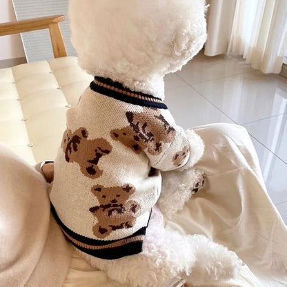 Knitted Winter Sweater for Dogs & Cats – Striped Cardigan for Small Pets