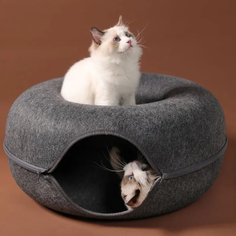 Donut Cat Bed – Interactive Pet Cat Tunnel & Toy for Cats and Kittens