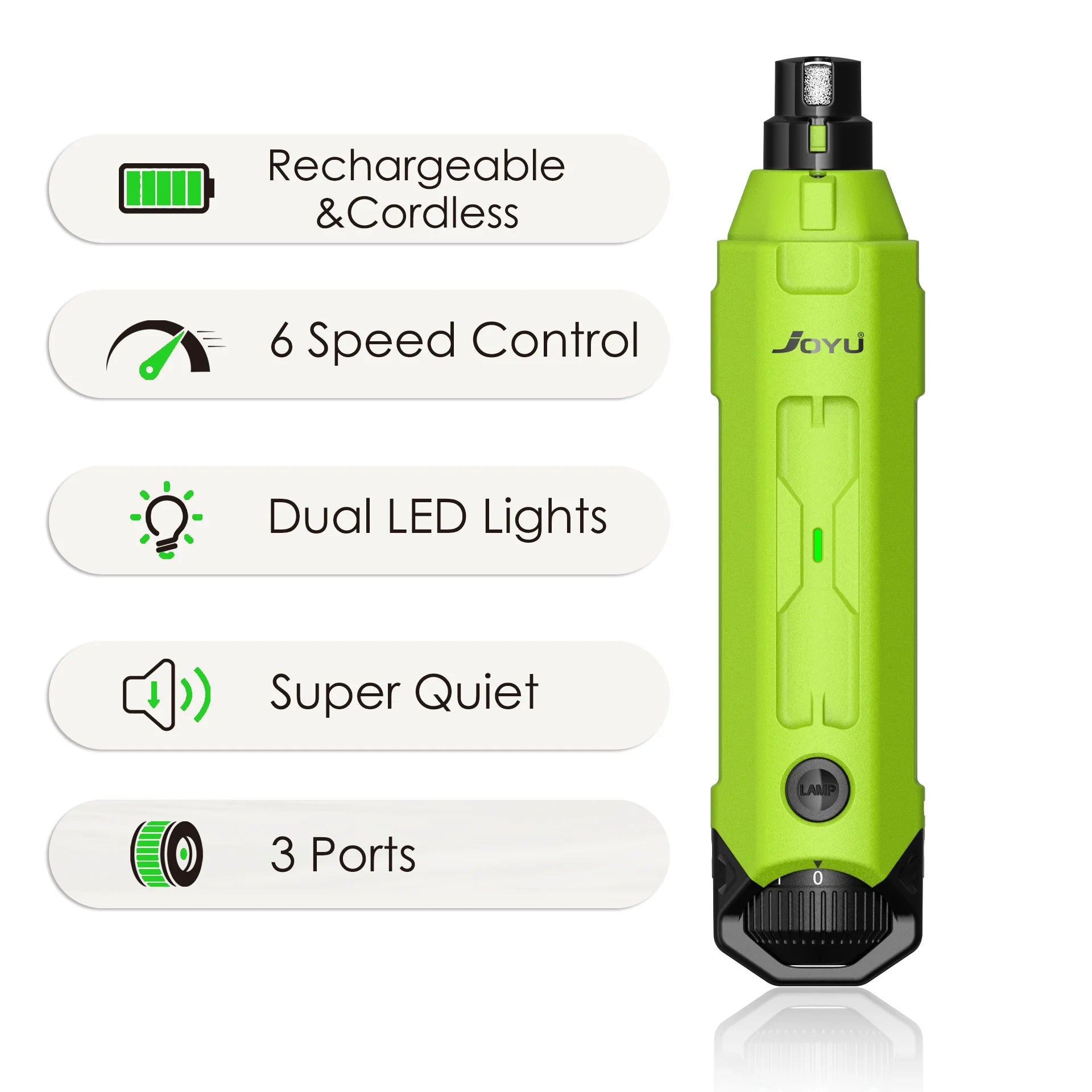 6-Speed Rechargeable Dog Nail Grinder – Quiet & Safe Electric Pet Nail Trimmer for Painless Grooming