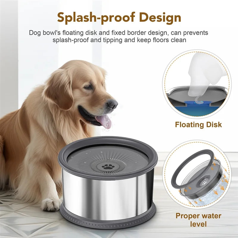 ABRN 6.5L Dog Water Bowl – 1.6 Gallon Spill-Proof Stainless Steel Feeder