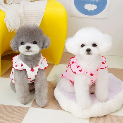 Strawberry Pattern Summer Dress for Dogs – Cute Suspender Skirt for Small Dogs, Cats & Puppies