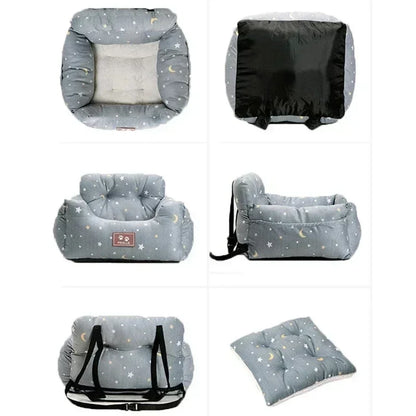 Dog Car Seat with Safety Belt – Universal Four-Season Booster Nest Cushion for Dogs & Cats, Washable Travel Mattress