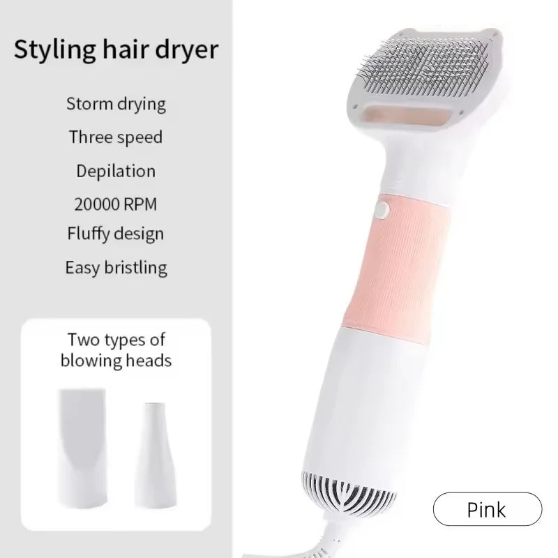 3-in-1 Pet Hair Dryer Slicker Brush for Dogs & Cats – Quiet, Portable, Adjustable Temperature with Overheat Protection