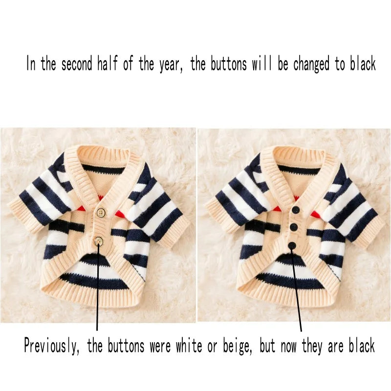 Knitted Winter Sweater for Dogs & Cats – Striped Cardigan for Small Pets