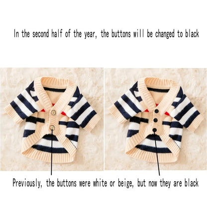 Knitted Winter Sweater for Dogs & Cats – Striped Cardigan for Small Pets