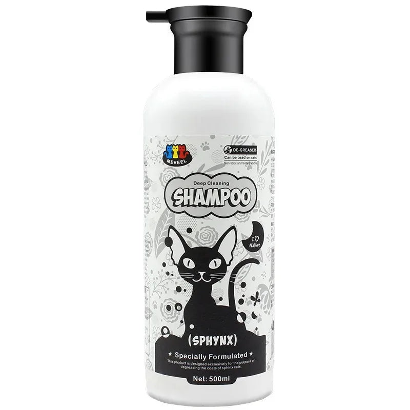 500ml Sphinx Cat Shampoo – Oil Control Body Wash for Hairless Cats, Gentle Pet Shower Gel