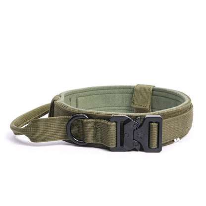 Outdoor Tactical Dog Collar – Adjustable Military Nylon Collar with Traction Rope for Pets
