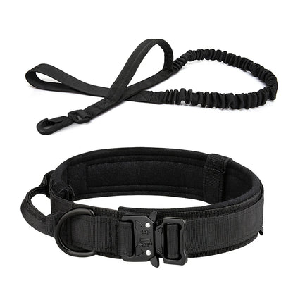 Heavy Duty Tactical Dog Collar & Leash Set – Military Collar with Handle for Medium/Large Dogs
