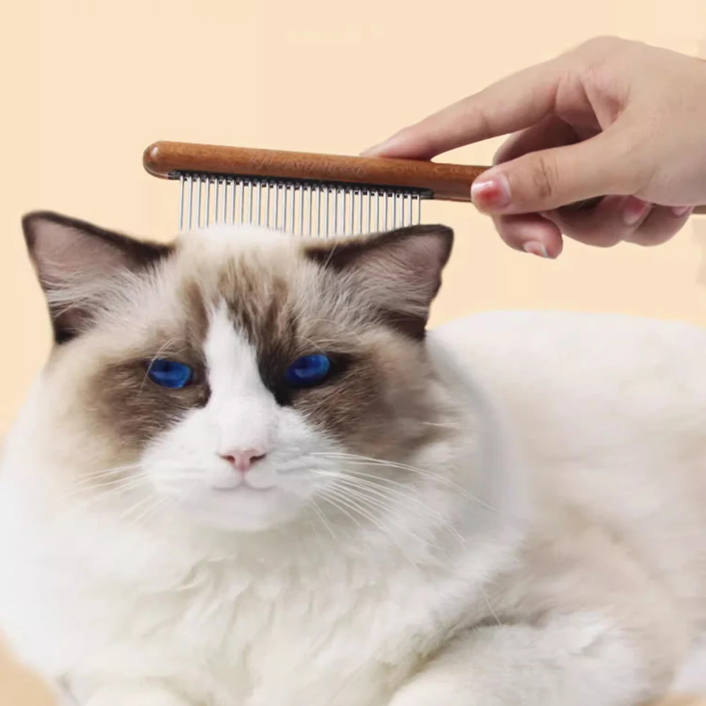 Cat Comb Brush for Long Hair Cats, Needle Comb for Knot Removal & Floating Hair, Pet Row Comb for Grooming