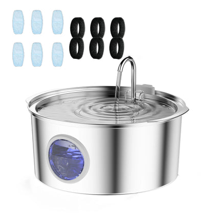 7L Large Capacity Stainless Steel Cat Water Fountain - Automatic Drink Feeder for Dogs and Cats