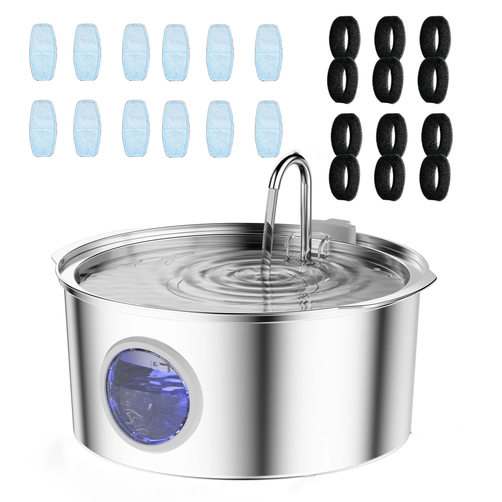 7L Large Capacity Stainless Steel Cat Water Fountain - Automatic Drink Feeder for Dogs and Cats