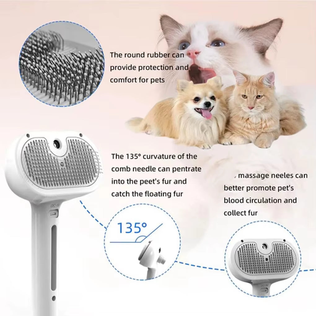 Steam Spray Dog Grooming Brush – Luxury Steam Brush for Dogs & Cats, Anti-Shedding 