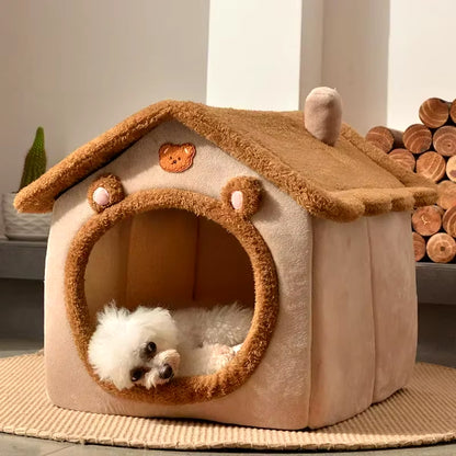 Cartoon Folding House – Cozy Winter Kennels, Mattresses, and Pet Baskets
