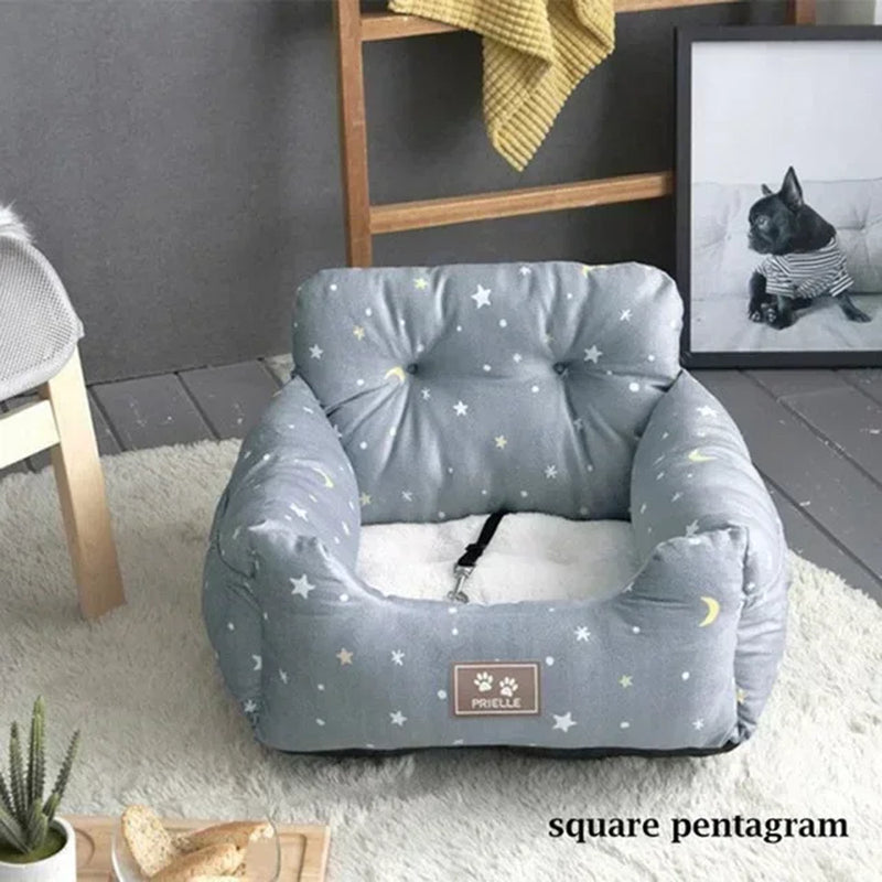 Dog Car Seat with Safety Belt – Universal Four-Season Booster Nest Cushion for Dogs & Cats, Washable Travel Mattress