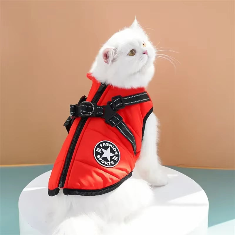 Winter Dog Coat with Harness – 2-in-1 Waterproof Fleece Jacket for Small to Large Dogs | Zipper Design